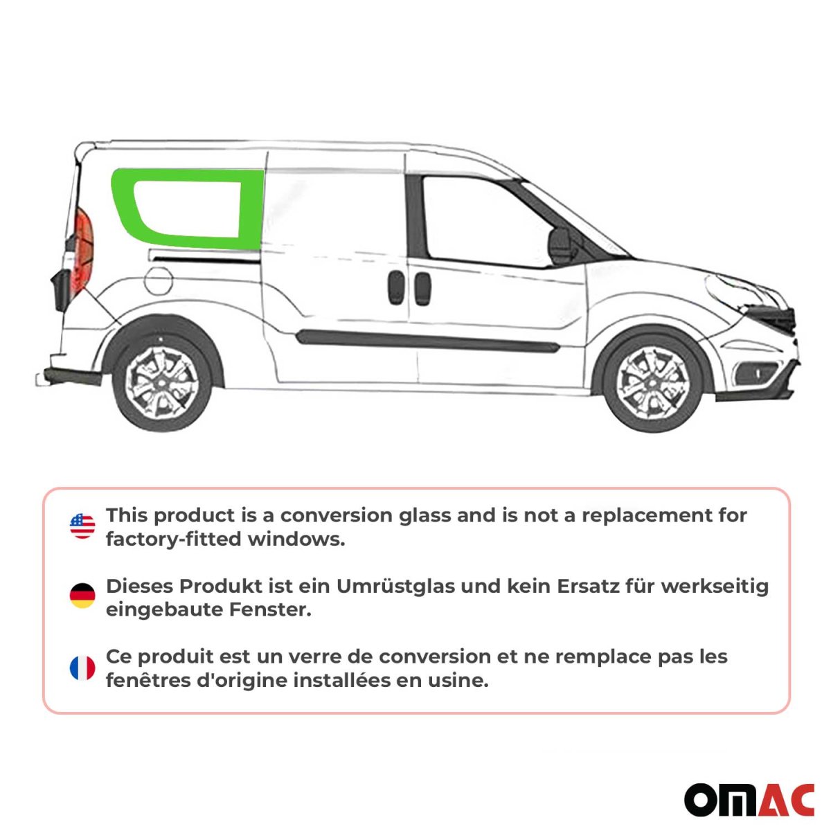 RAM ProMaster City Rear Side Fixed Glass - Rear Right - Omac - L2 - Galaxy - 2015